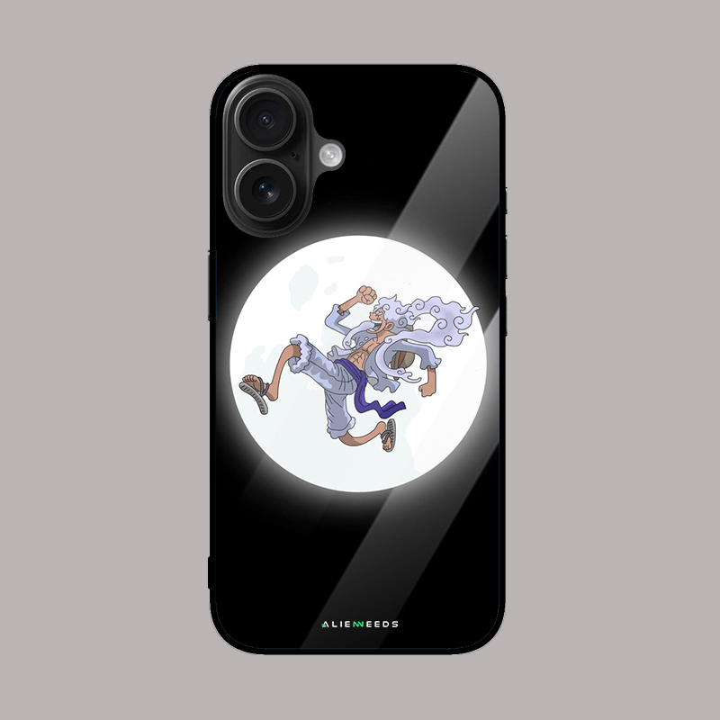 Luffy and the moon anime glass phone case by alienneeds.
