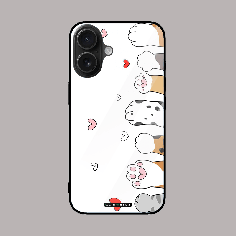 Cute animals paws glass case by alienneeds – playful design.