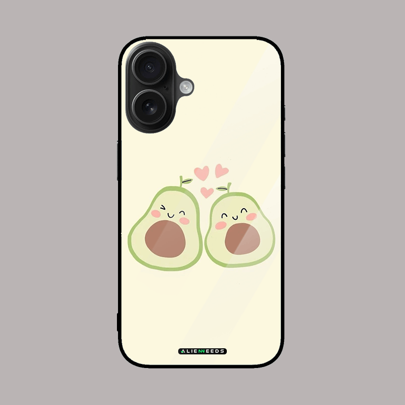 Avocado in love mobile phone cover – fun glass case.