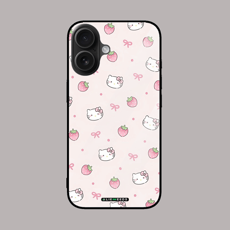 Hello Kitty with bow glass phone case – cute and colorful.
