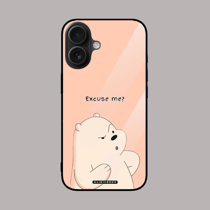 Excuse me mobile glass case – quirky design.