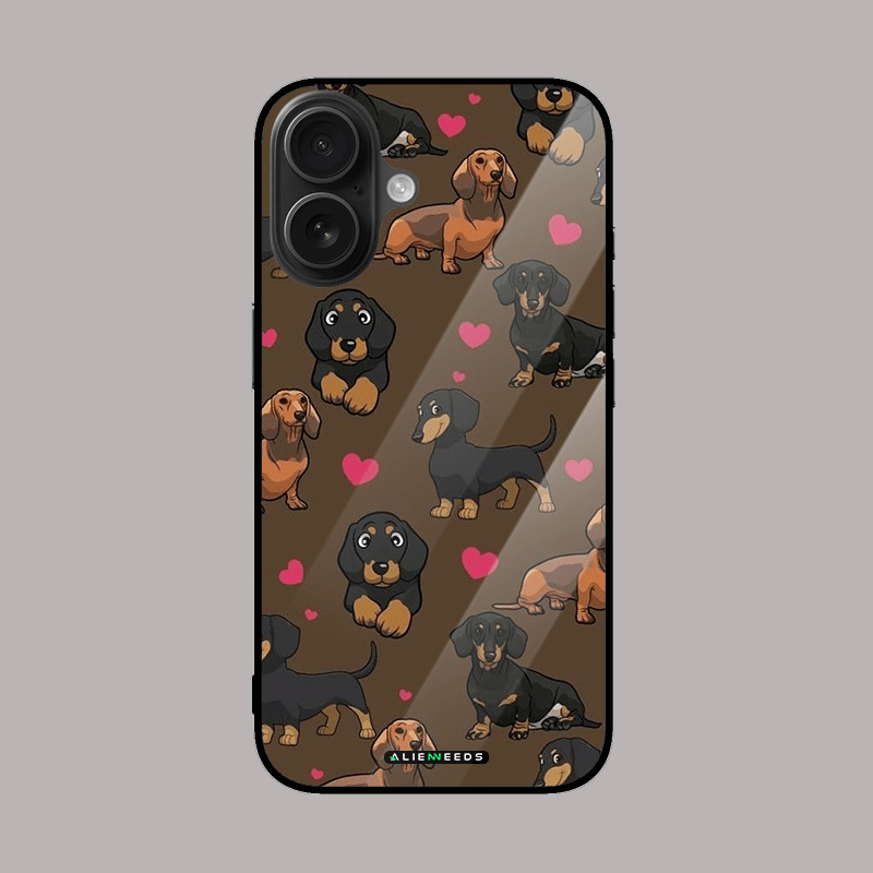 Dachshund dogs mobile glass case – cute animal design.