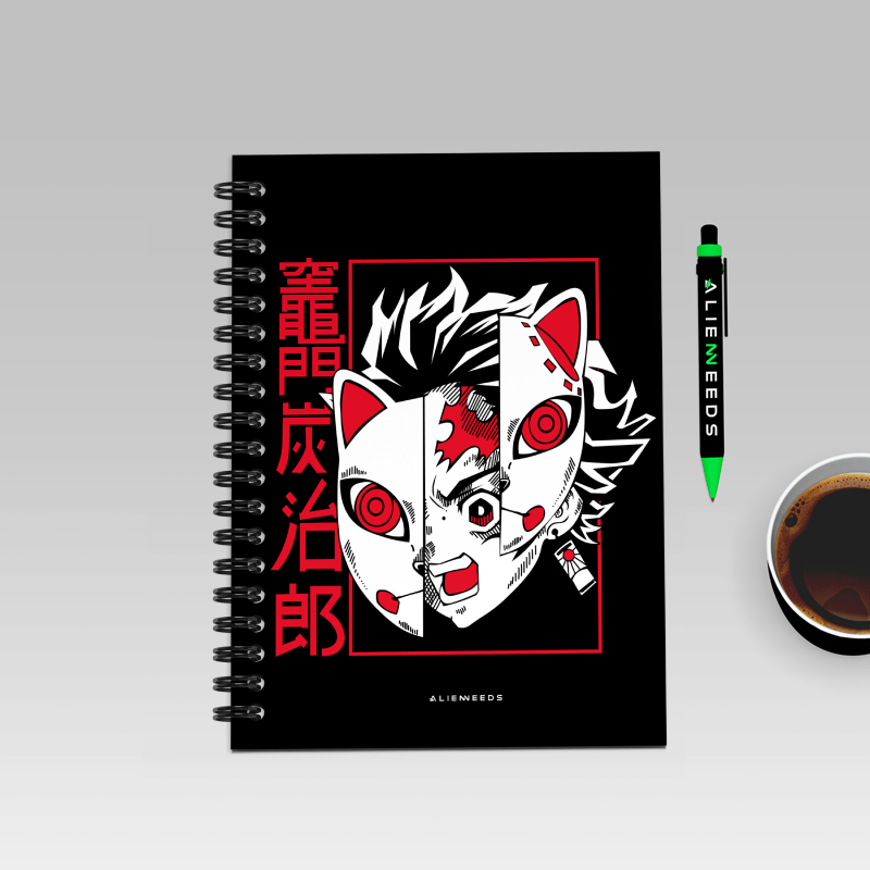 Tanjiro Kamado with Mask Poster A5 Notebook - Alienneeds.in