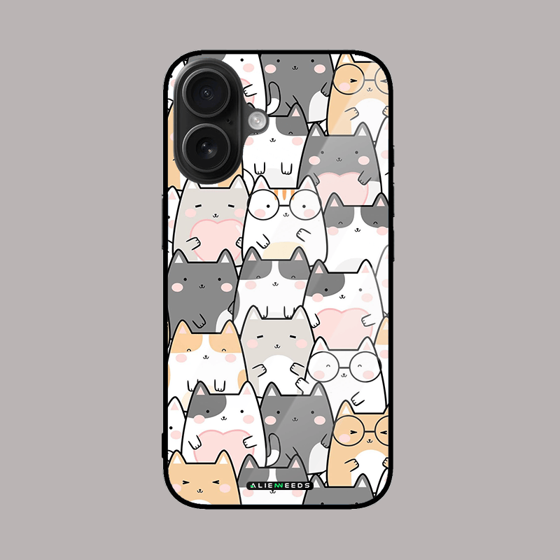 The cat pattern glass case – cute mobile cover.