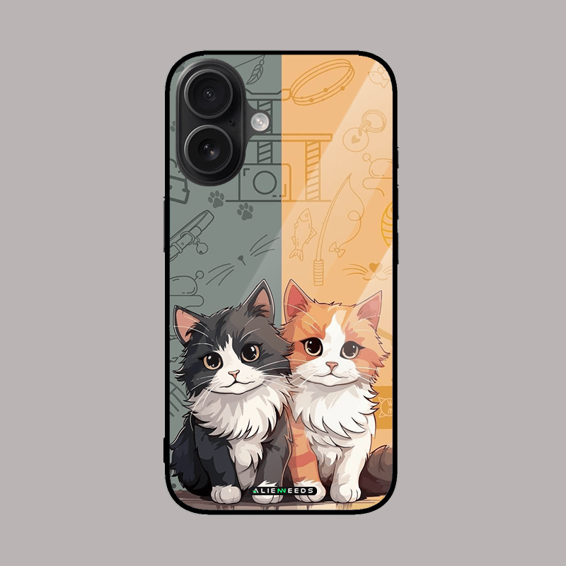 Couple cat glass phone case by alienneeds – cute design.
