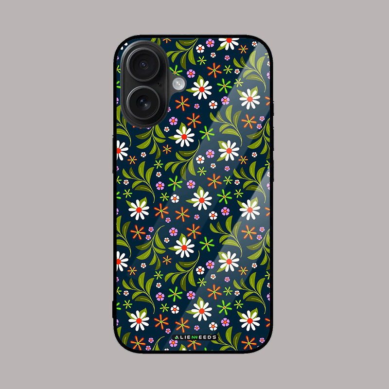 Ditsy garden charm glass case by alienneeds – cute floral pattern.