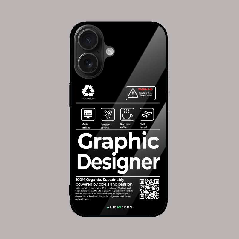 The Graphic Designer glass phone case by alienneeds – creative design.