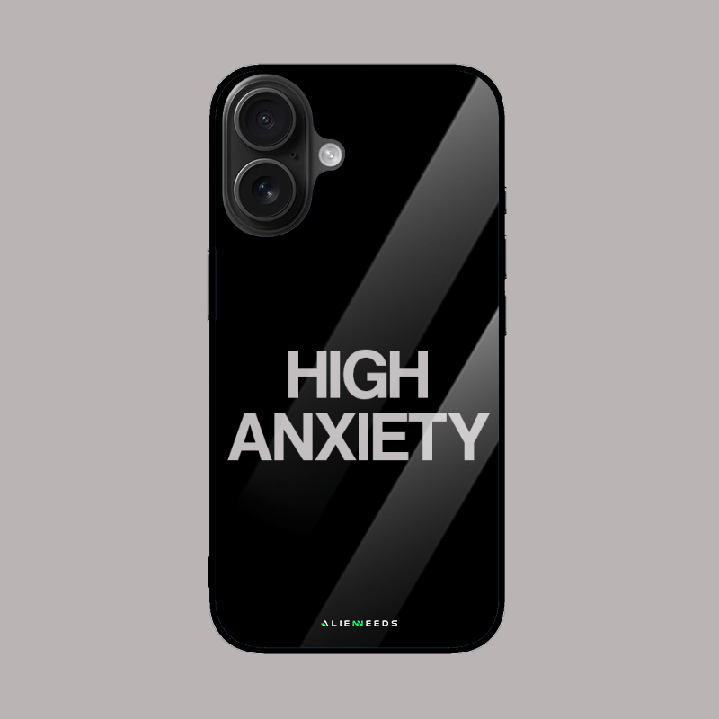 High anxiety glass phone case by alienneeds – expressive design.