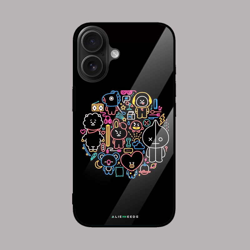 BTS collage glass phone case by alienneeds – colorful design.