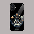 Astronaut meditative pose glass case – calm design.