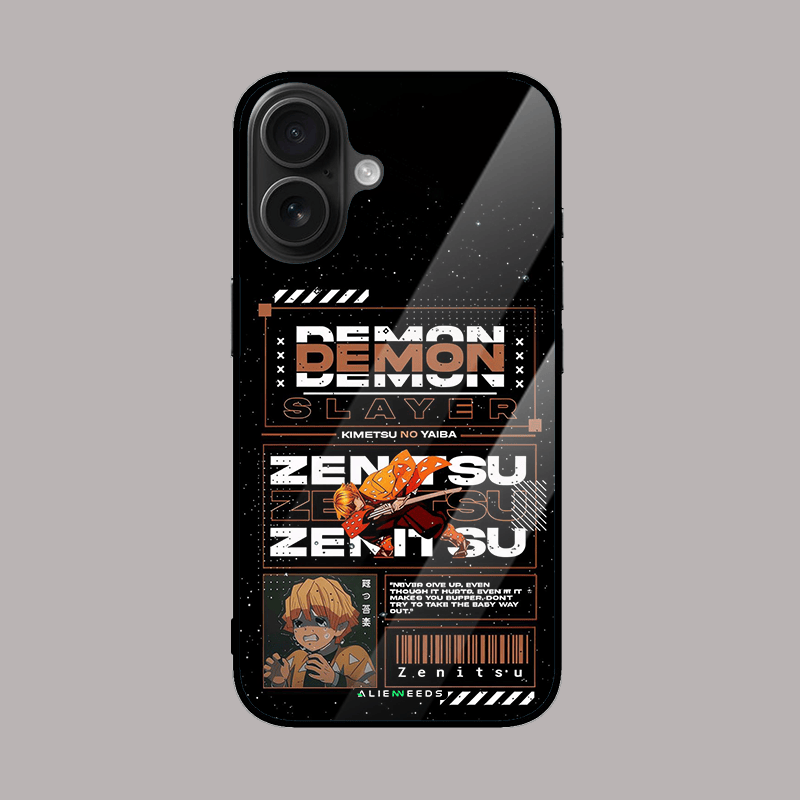 Demon Slayer Zenitsu anime glass case by alienneeds.