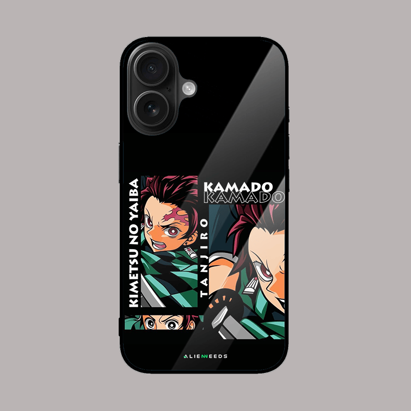 Tanjiro anime glass phone cover.