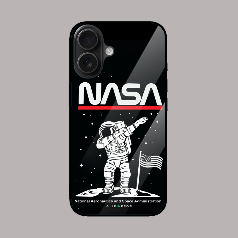 NASA astronaut pose glass phone case by alienneeds.