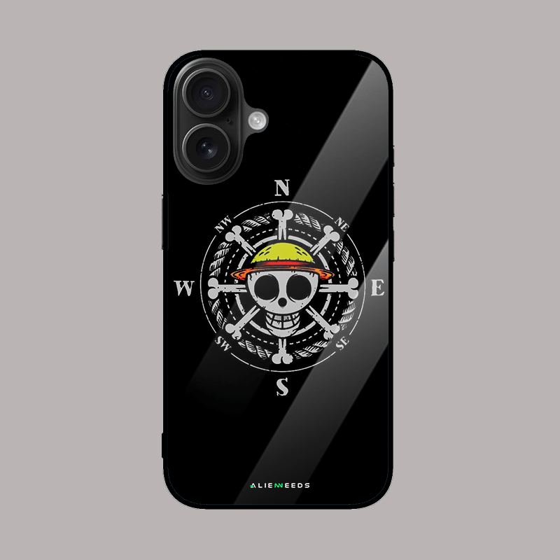 Anime skull logo with compass design phone case.