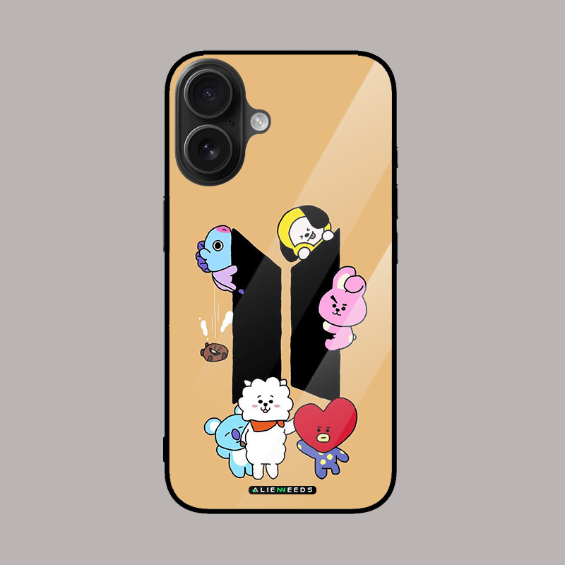 BTS BT21 glass case – colorful mobile phone cover by alienneeds.