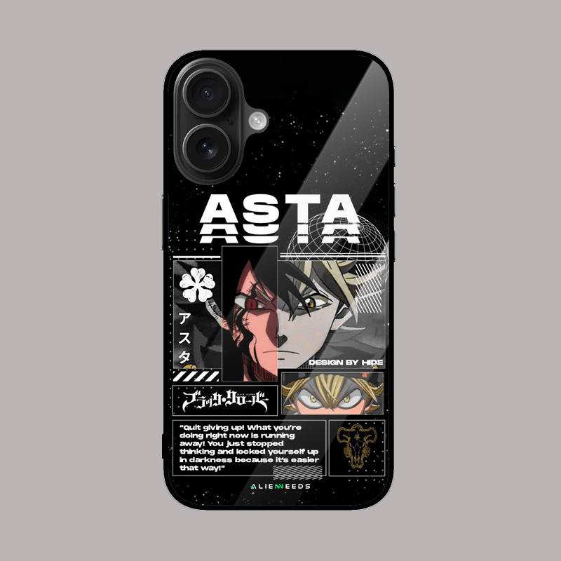 Asta anime glass phone case – vibrant design.