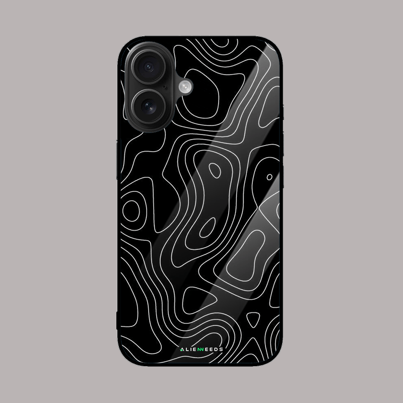 Black and grey topography phone case by alienneeds – sleek design.