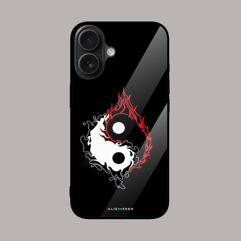 Yin and Yang Fire glass phone case by alienneeds – unique design.