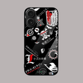 Anime collage of symbols phone case – vibrant glass cover.