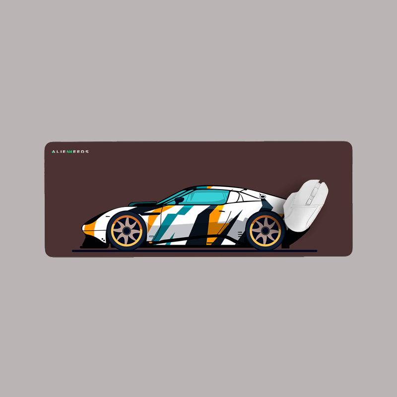 Colorful Abstract Racing Car Desk Mat & Gaming Pad