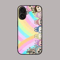 Labubu colorful background glass case – vibrant phone cover by alienneeds.