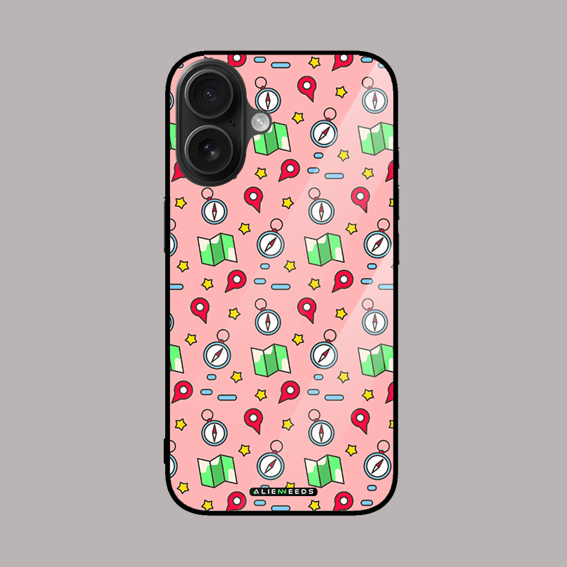 Travel pattern with maps adventurous glass case by alienneeds – explorer style.