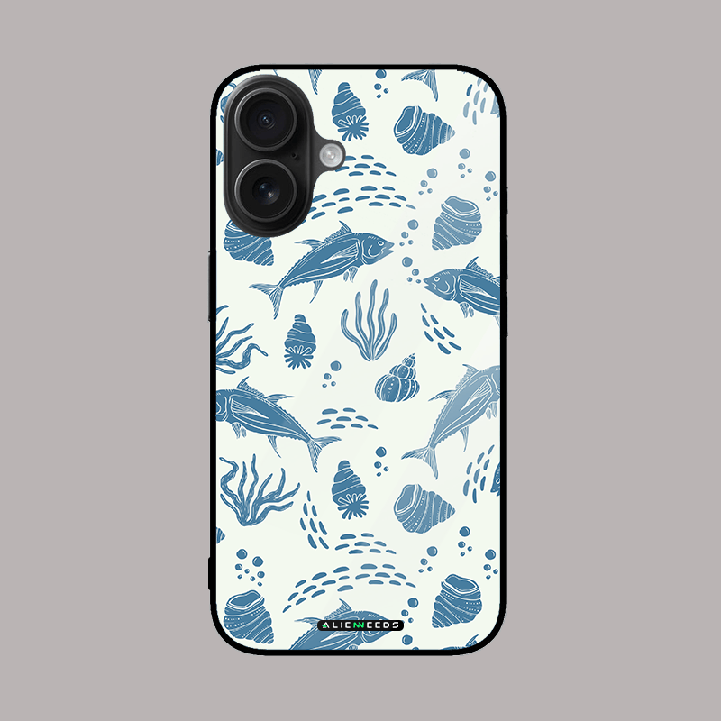 Fish pattern aquatic glass case by alienneeds – ocean theme.