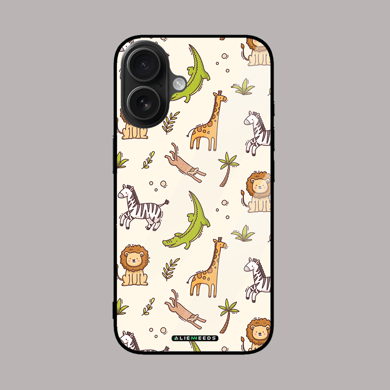 Wild life pattern natural glass phone case – nature inspired.
