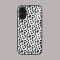Dalmatian black print spotted glass phone case – unique design.