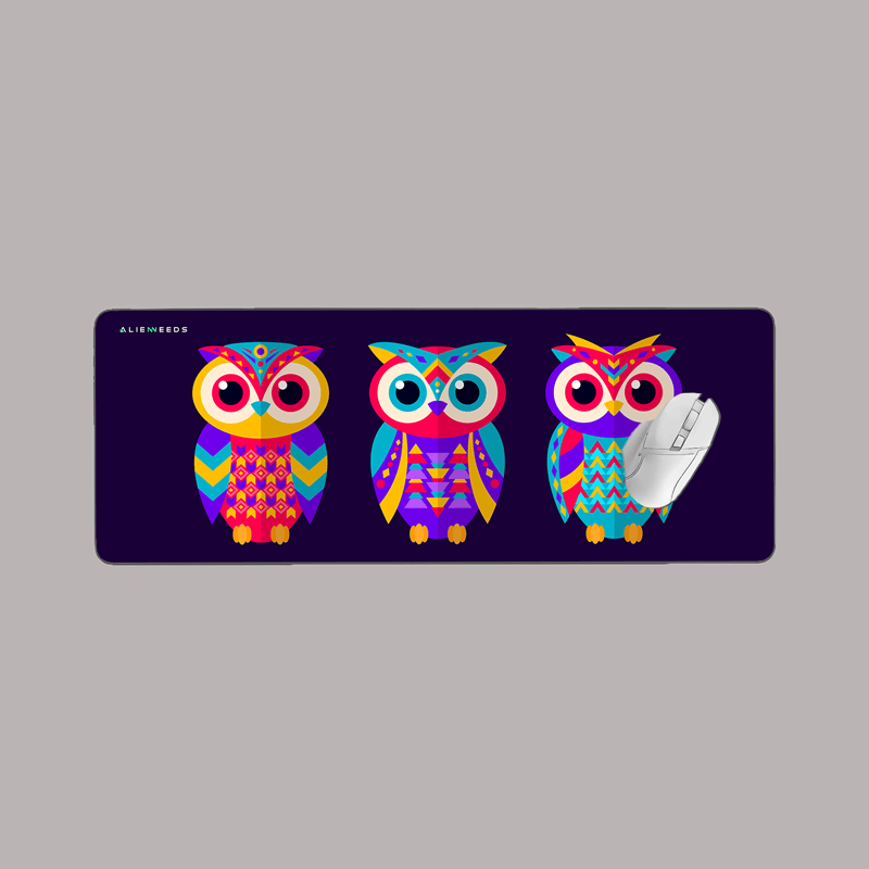Colorful Owls Desk Mat