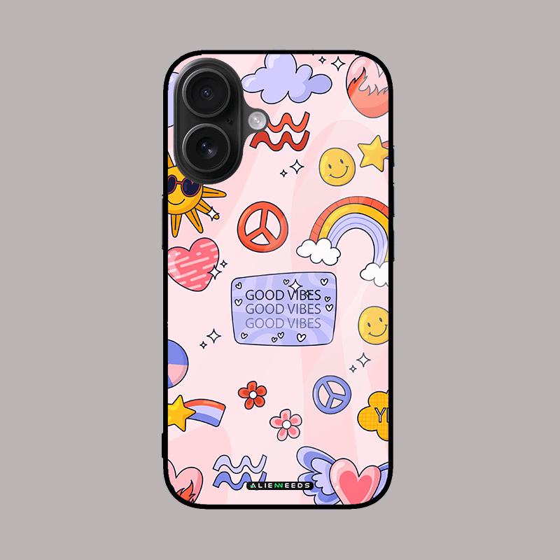 Good Vibes Good Vibes Good Vibes energetic glass case – positive mobile cover.