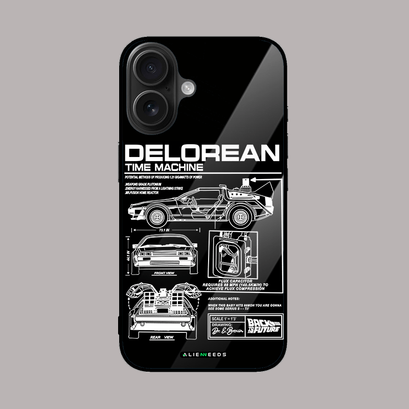 Delorean time machine glass case by alienneeds – futuristic design.