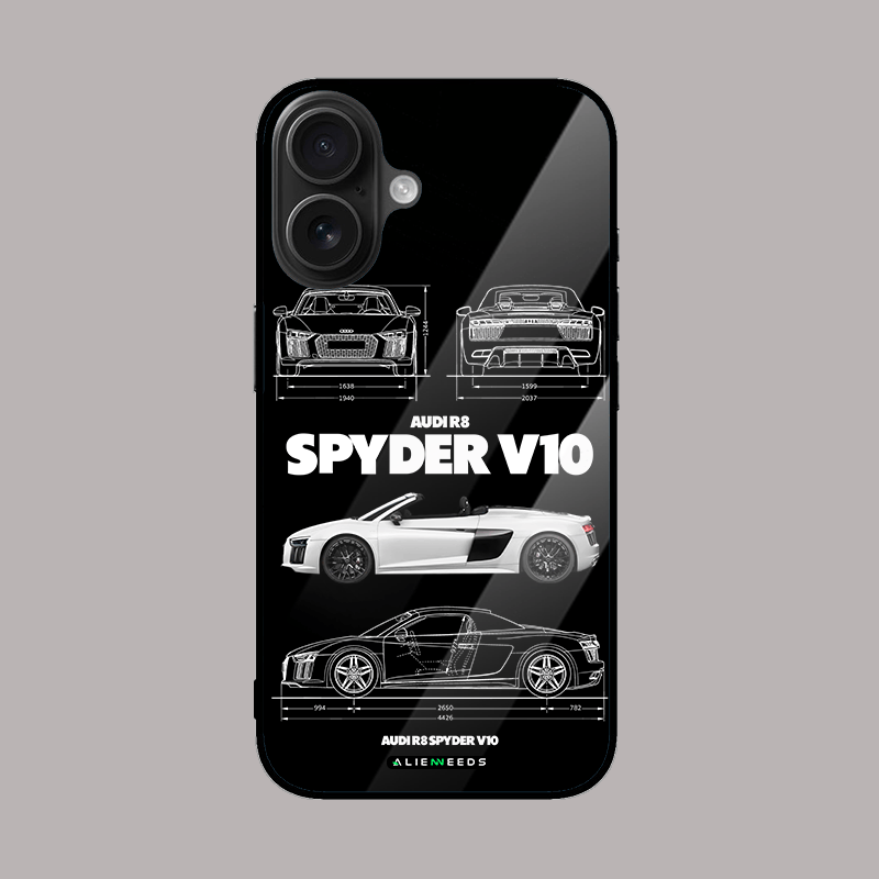 Audi RS Spyder V10 glass phone case – racing inspired cover.