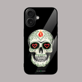 Sugar skull with heart eyes glass phone cover – artistic design.