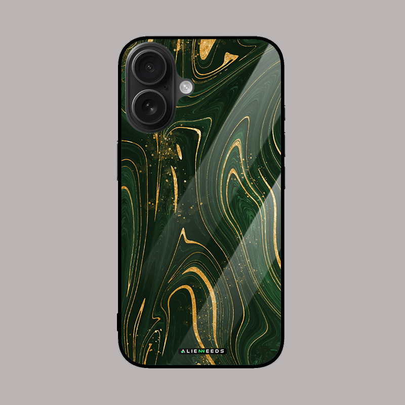 Green liquid marble glass case by alienneeds – unique phone cover.