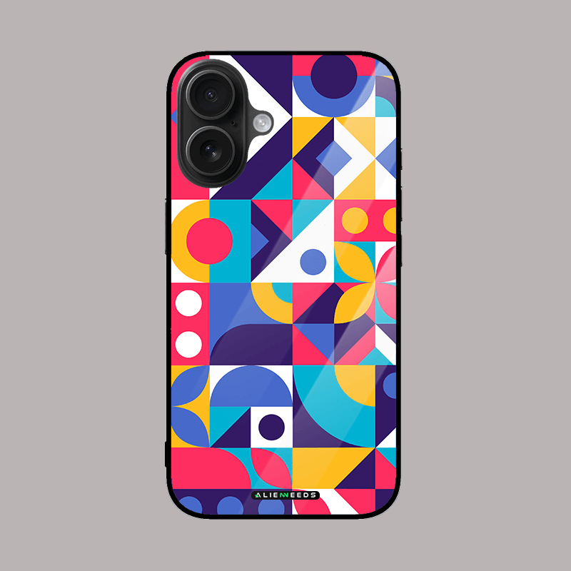 Colorful geometric shapes mobile cover by alienneeds – vibrant style.