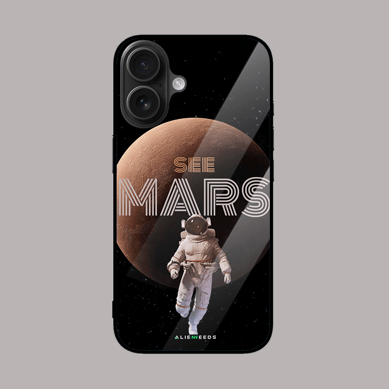 Celestial Mars vision glass case by alienneeds – cosmic theme phone cover.