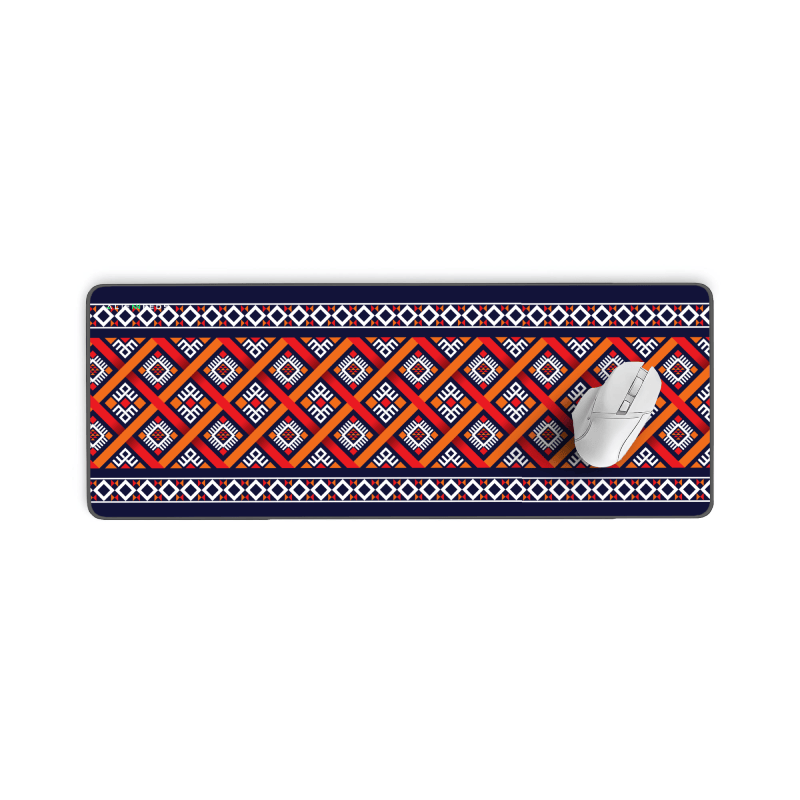 Blue and Orange Pattern Desk Mat - Alienneeds.in