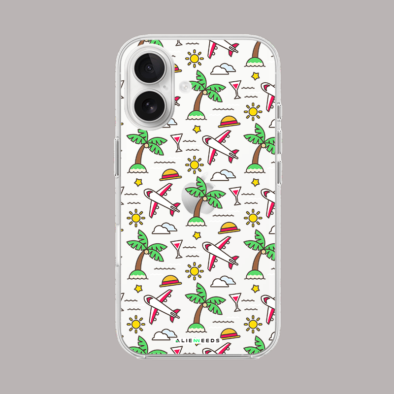 Vacation sunny clear silicone phone case by alienneeds – bright tropical theme.