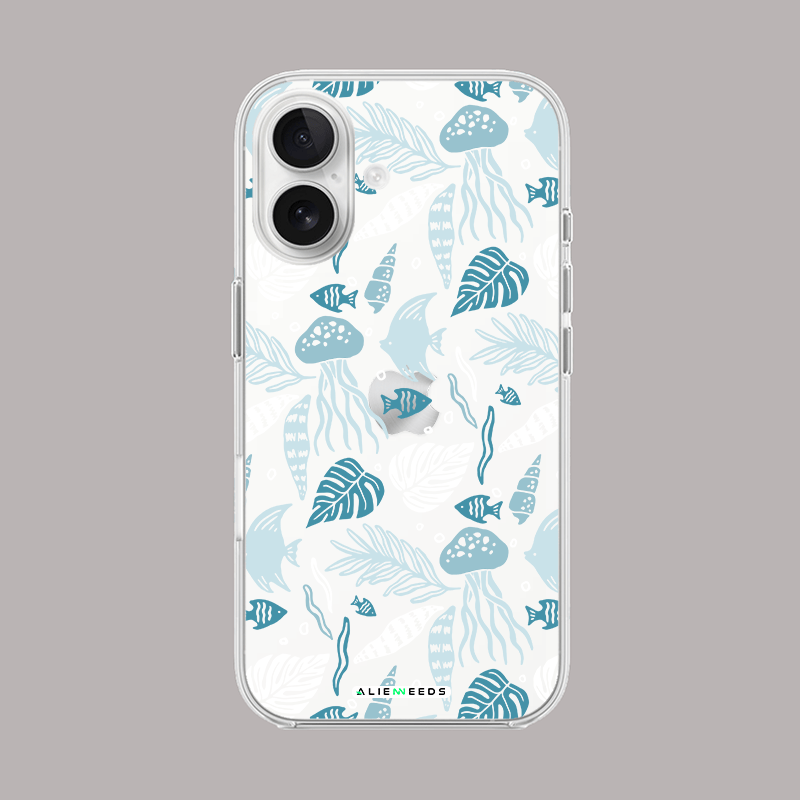 Sea pattern in blue oceanic clear silicone mobile phone case by alienneeds – aquatic design.