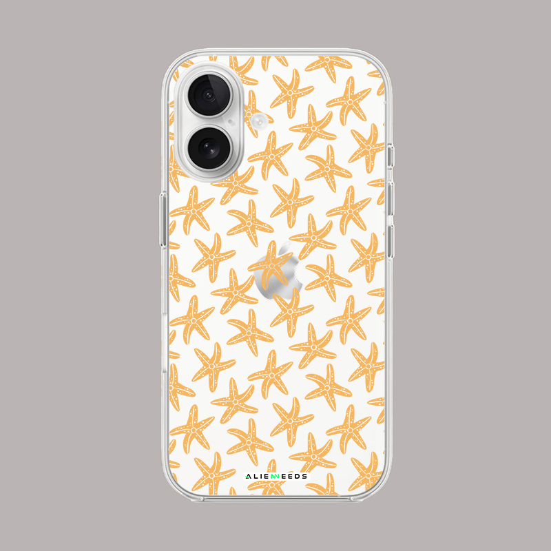 Star fish coastal clear silicone glass phone case – beach vibe design.