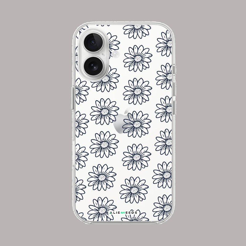 Asteraceae pattern botanical clear silicone case – natural mobile cover.