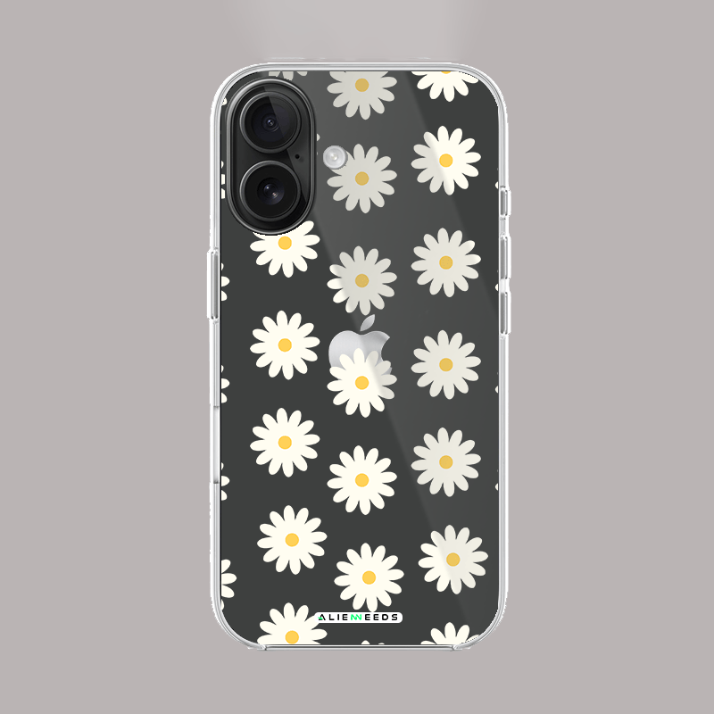 Daisy line flower pattern delicate clear silicone case – elegant design.