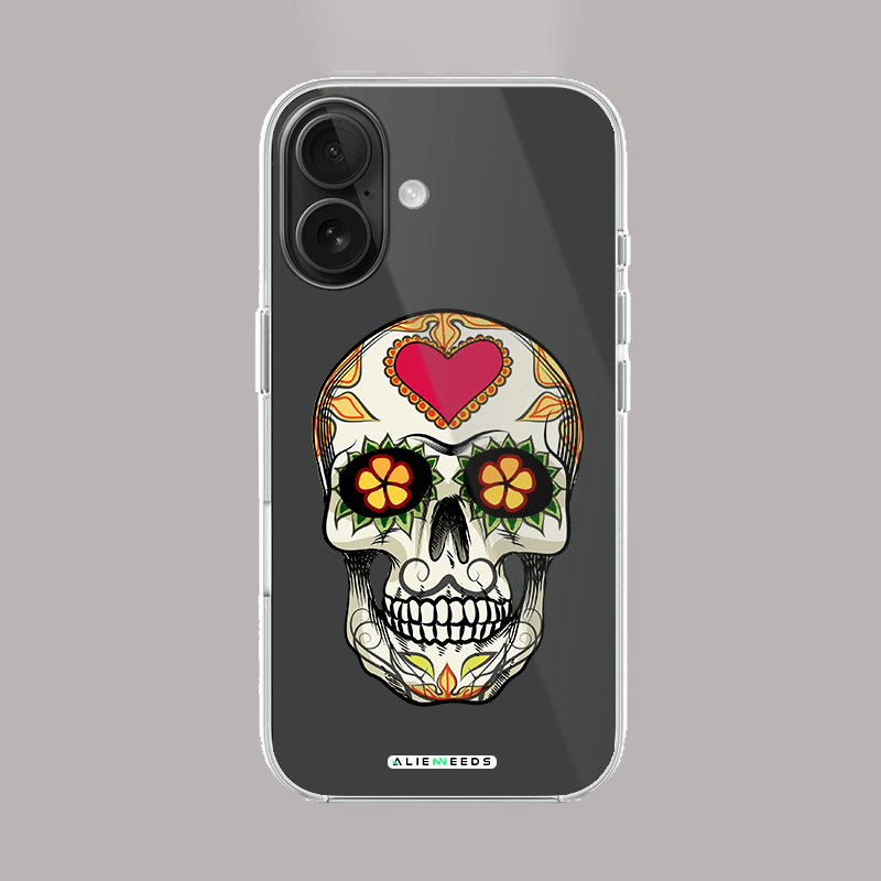 Sugar skull with flower eyes artistic clear silicone by alienneeds.
