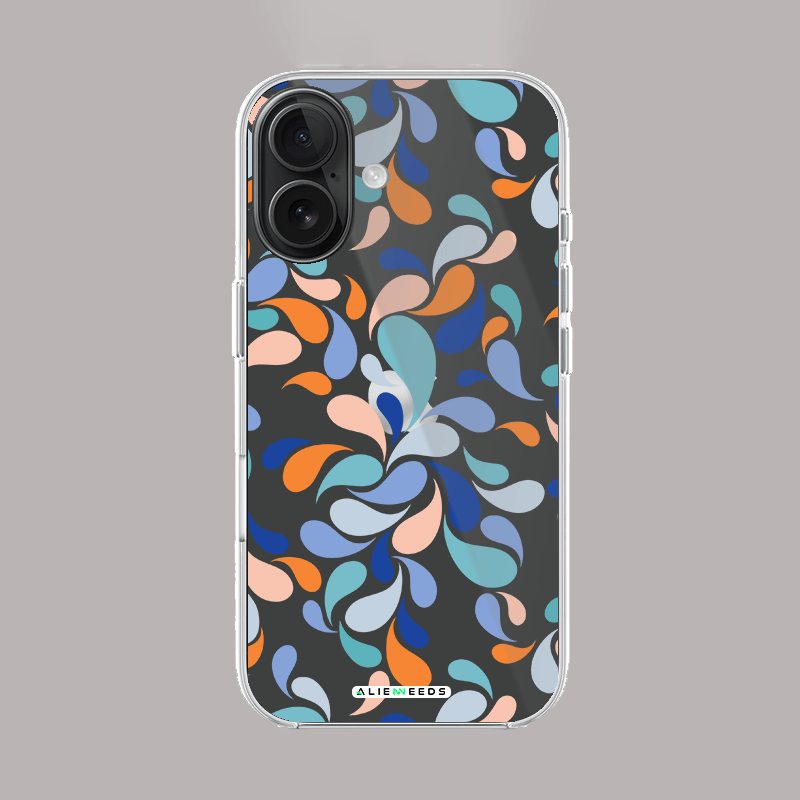 Multicolor abstract shapes modern clear silicone phone case.