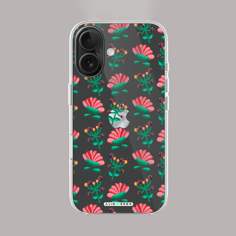 Seamless pink floral pattern soft clear silicone mobile cover.