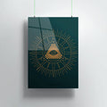 Illuminati Eye Green Premium Metal Poster Wall Art - Alienneeds.in