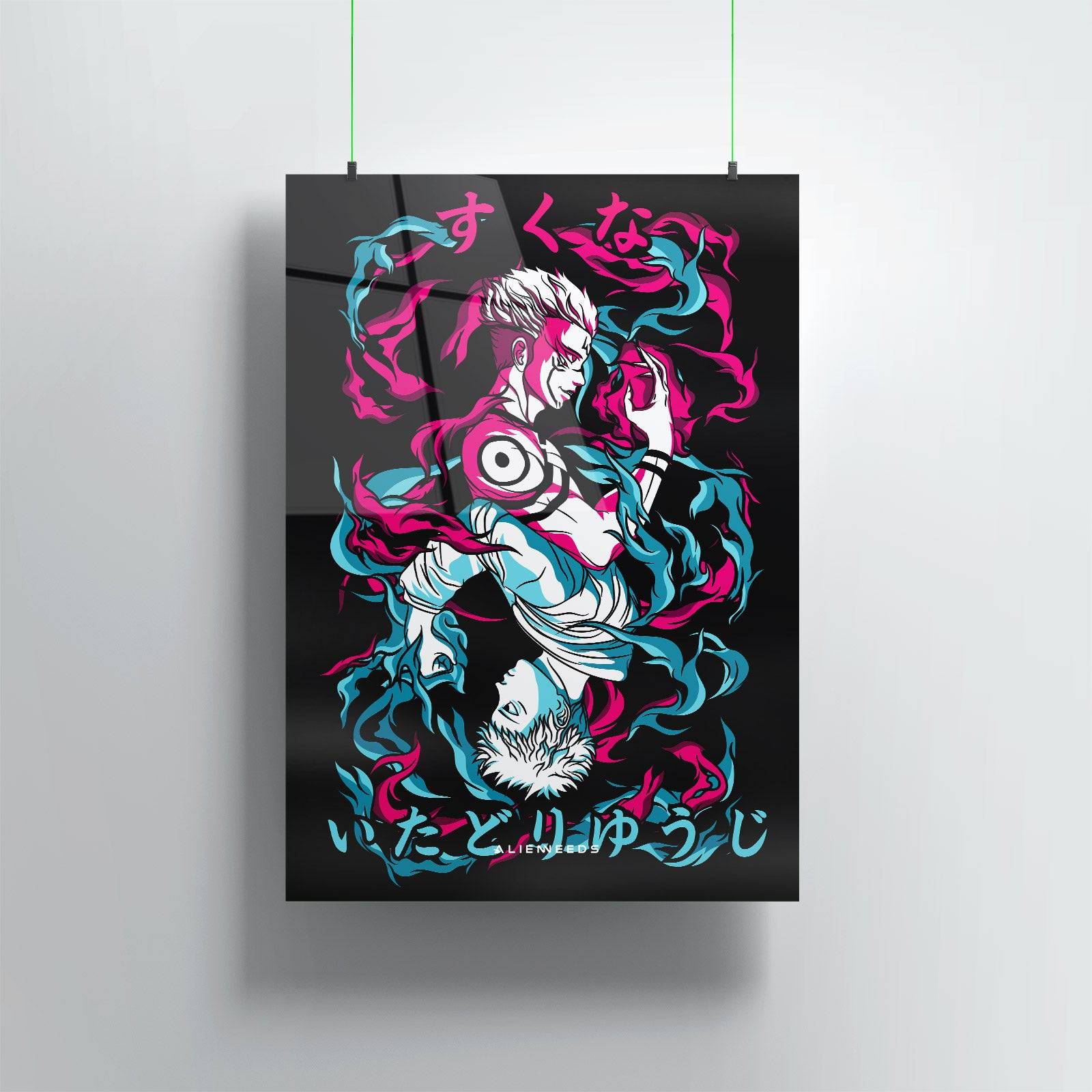 Jujutsu Kaisen Premium Metal Poster featuring high-quality anime artwork for wall decor, perfect for fans and collectors