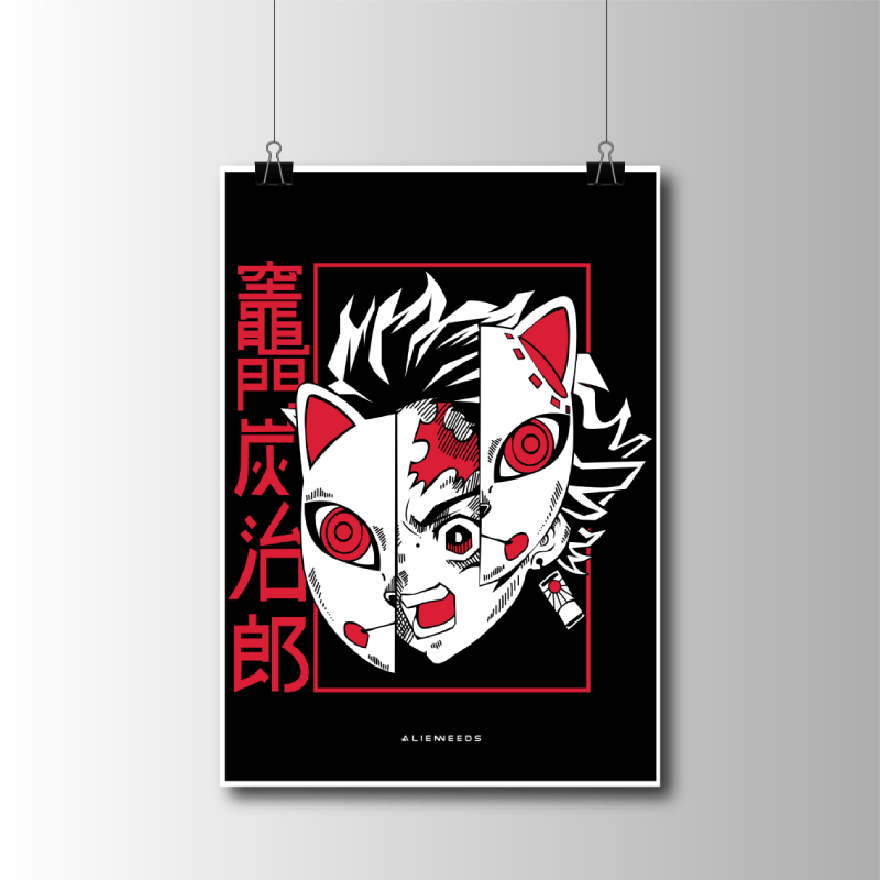Tanjiro Kamado with Mask Poster – Premium Quality Prints - Alienneeds.in