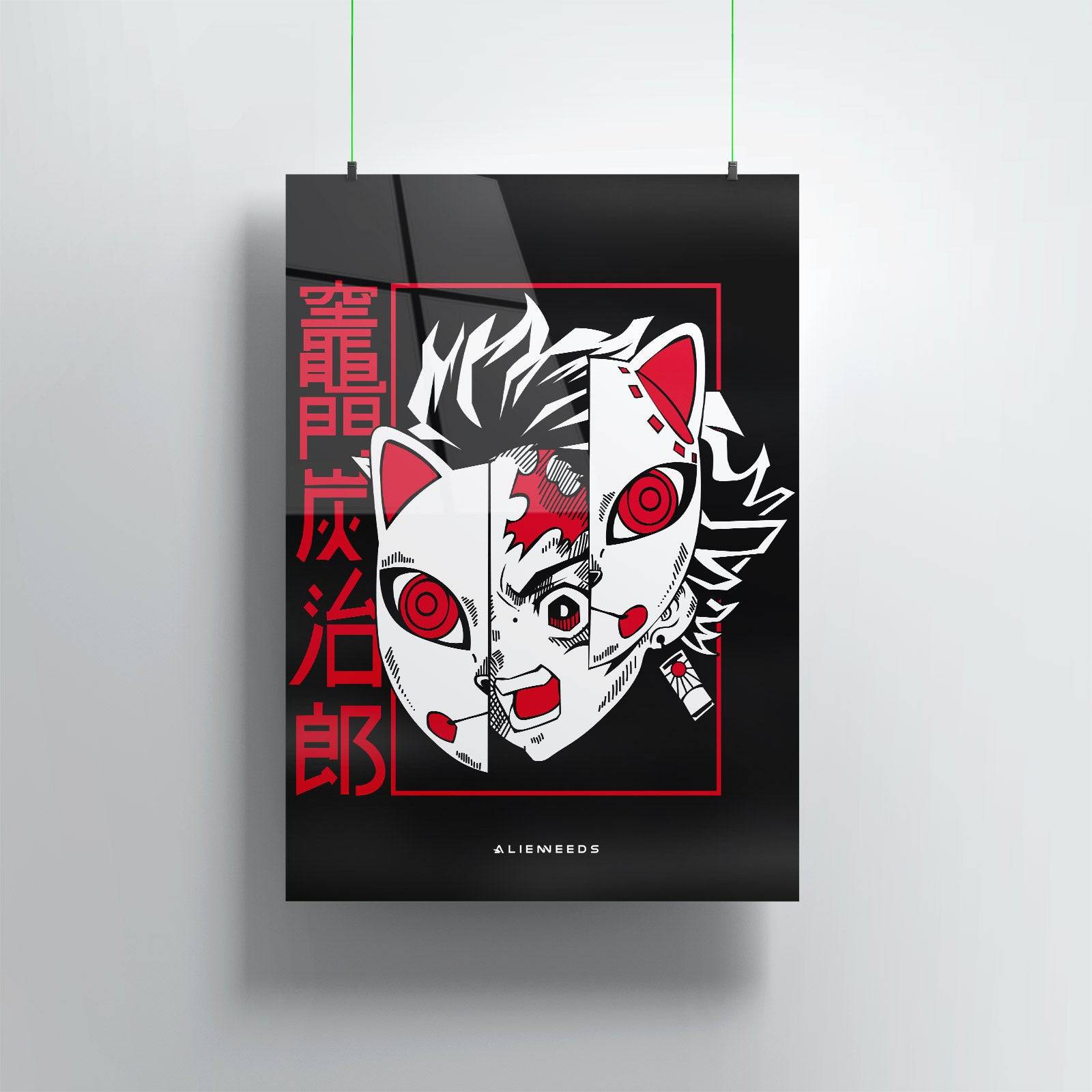 Tanjiro Kamado with Mask Metal Poster